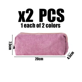 Pack of 2 Simple Stationery Bags, Retro Stationery Bags, Corduroy Stationery Bags, Storage Bags for Student Stationery, School Supplies