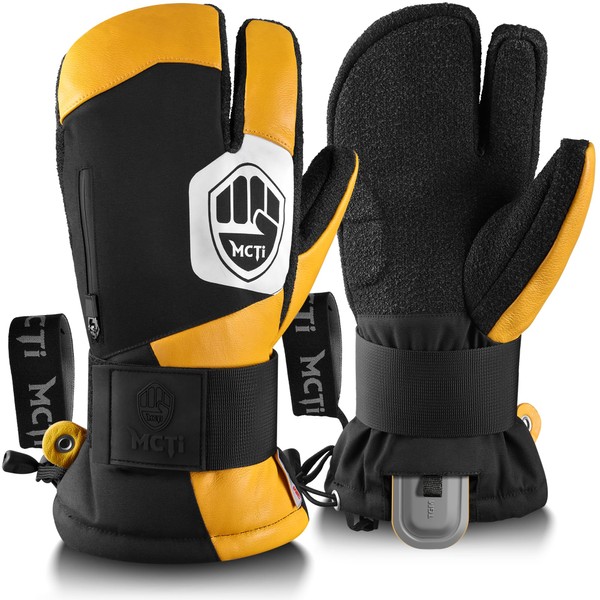 MCTi Snowboard Gloves with Wrist Guard 3-Finger Abrasion Resistant Gloves
