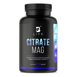 Citrato de Magnesio con 240 Cápsulas | 2400 mg por Porción | Alta Absorción y Biodisponibilidad | Con Vitamina C y Colágeno | Citrate Mag B Life
