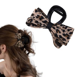 Leopard Bow Hair Claw Clip for Girls Women Vintage Bowknot Hairpin Hairclip for Teen Girls Barrette Hair Clips Hair Ornaments Women Long Short Hair