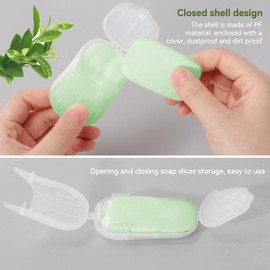 50PCS Portable Soap Sheets, Disposal Mini Thin Hand Wash with PP Case, Scented Hand Washing Paper Soap for Convenient Outdoor
