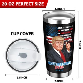 Hawkrown Trump Grandpa Gift - Funny 20 oz Trump Tumbler, Christmas Gift for Grandpa, Grandpa Birthday Gifts, Appreciation Gifts for PaPa,Grandpa Fathers Day Gift from Grandson Granddaughter and Wife
