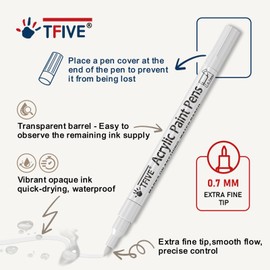 TFIVE Acrylic Paint Markers 8 Colors, Permanent Paint Pens Extra Fine Tip