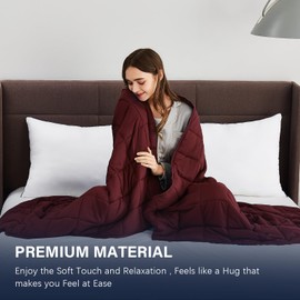 CuteKing Weighted Blanket - Weighted Blanket with Premium Glass Beads - Breathable Heavy Blanket for Comfort Sleep - Thick Blanket All Season (10lbs, 40"x60", Twin, Claret Red)