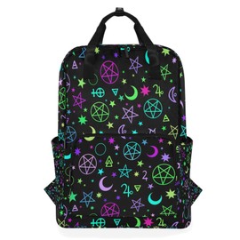 Versatile Casual Daypack Anti-Theft Laptop Backpack Mystical Esoteric Pattern with Moon and Magic Book Bag for Teen Girls College Men School Backpack Travel, #12