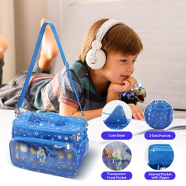 Taladad for Tonies Carrying Case, Toniebox Case for Tonies Figures,Tonie Characters, Tonies Storage and Organizer with Shoulder Strap,Tonies Box Starter Set,Tonies Headphones Bag (Blue note)