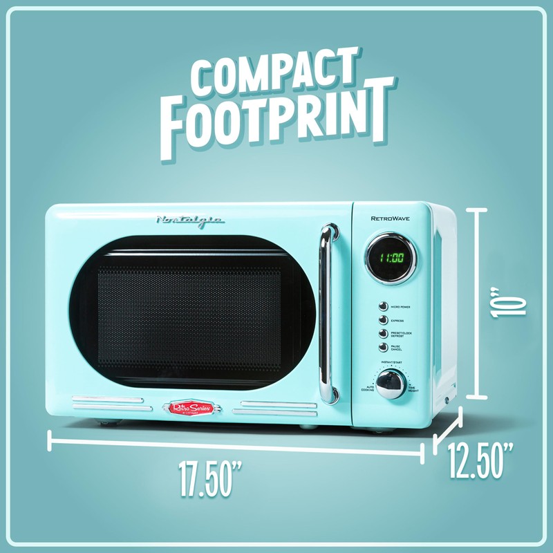 Nostalgia Retro Compact Countertop Microwave Oven, 0.7 Cu. Ft. 700-Watts