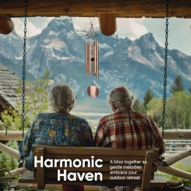 Nature’s Melody Aureole Tunes Wind Chimes – Outdoor Windchime with 6 Tubes Tuned to C Pentatonic Scale, 100% Rustproof Aluminum, Powder Finish & S Hook Hanger for Sympathy, Memorial Gift or Zen Garden