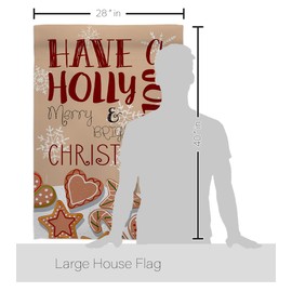 Ornament Collection HS192128-BO-02 Have A Holly Jolly Winter Christmas Decorative Vertical House Flag Set, 28"x 40" w/Flagpole, Multi-Color
