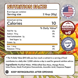 Biolore Sea Moss Gel Mango Chili Zing 8oz, Made in USA, Raw Wildcrafted Irish Seamoss Vegan Superfood, Jam, Jelly & Sweet Spread Gifts