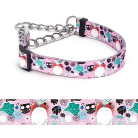 Serijoars - Collar de martingala para perros, patrón floral resistente, collar de entrenamiento de nailon para mujer con diseño de flores, perros grandes, medianos y pequeños (12, S)