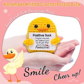 Artlunar Funny Positive Duck Doll Emotional Support Duck Emotional Support Crochet Female Inspirational Gifts Birthday Cute Duck Home Decor (Positive Duck)