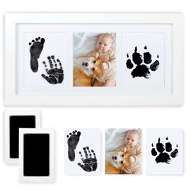 HEFTMAN Baby Hand and Footprint Kit - 100% Safe Mess Free Baby Handprint Kit for Newborn Boys/Girls - Baby Photo Frame, 2x Clean-Touch Ink Pads, 4x Imprint Cards - Memorable Keepsake for Baby Shower