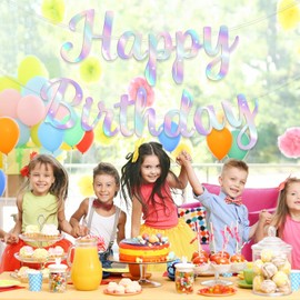 Glitter Happy Birthday Banner Birthday Sign, Birthday Garland Wall Door Banner Flag for Women Men Boys Girls Birthday Party Backdrop Decorations (Multicolored)