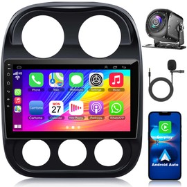 [4+64G] Android 13 Car Stereo for Jeep Compass Patriot 2010-2016 Support Wireless Carplay&Android Auto, 10.1 inch IPS Touchscreen Patriot Radio with GPS, WiFi, Bluetooth FM Radio