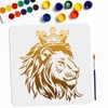 MAYJOYDIY Crown Lion King Stencil 11.8×11.8inch Large Majestic Lion Head