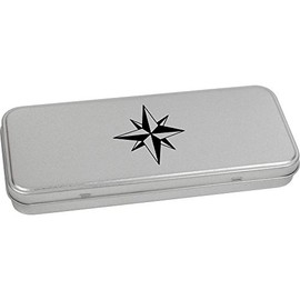 Azeeda 'Compass Rose' Metal Hinged Stationery Tin/Storage Box (TT00095185)