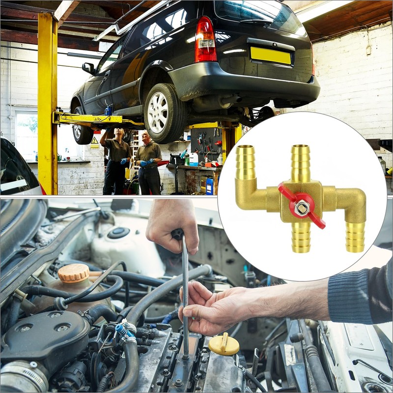 QWORK Solid Brass 5/8" 4-Way Heater Control Valve with Switch,