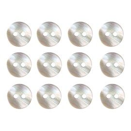 Freshwater Pearl Aurora B-890 Double Hole Buttons, Shell Buttons, Shell Buttons, Single Sided, White, White, Buttons, 12 Pieces, 0.4 inches (11.25 mm)