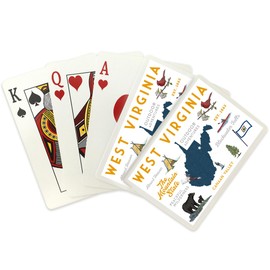 Lantern Press West Virginia, The Mountain State, Typography and Icons (52 Playing Cards, Poker Size Card Deck with Jokers)