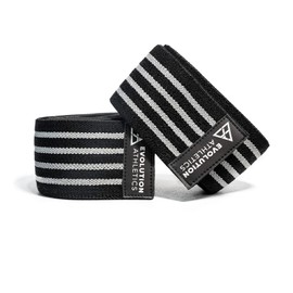 Evolution Athletics Sport Knee Wraps for Support and Rebound for Extreme Weight Lifts or Carries, Durable, Flexible, Adjustable for a Custom Fit, 2.5m L x 3"W, Black Gray, One Pair