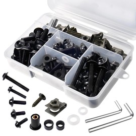 LEONTOOL Motorcycle Cowl Bolts Fairing Bolts M6 M5 177pcs Set Cowling Mounting Bolts Sport Bike Fairing Bolts Screws Windshield Replacement Screws with Washers & Nuts Black
