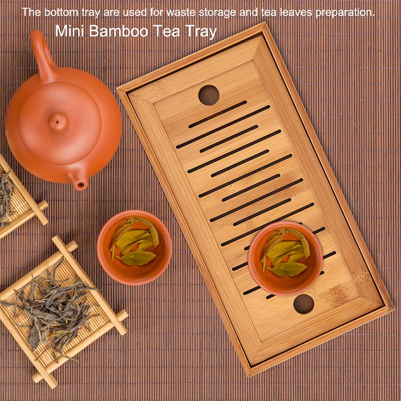 1Pc Bamboo Mini Tea Serving Tray Chinese Gongfu Tea Plate