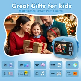 ACOHSY Instant Print Camera for Kids - 960P HD Selfie Front & Rear Camera, Creative Educational Toy with Photo Printing, Perfect Birthday for Boys & Girls Ages 3-12 (Blue)