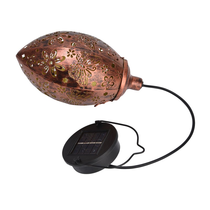 Iron Hollow Water Drop Lamp Solar LED Lantern Garland Garden