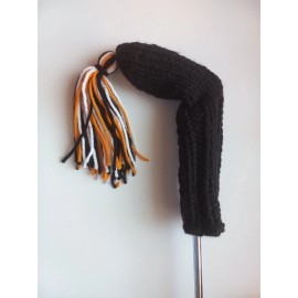 ErosGifts.org ExtraThick Knit Blade Putter Cover Black Orange White Tassel 10 Inches Fits Ping