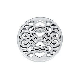 Quiges Interchangeable Coin 25 mm Heart Infinity Shape with Zirconia for Coin Pendants, Crystal, Cubic Zirconia