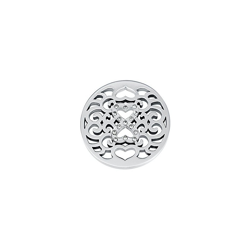 Quiges Interchangeable Coin 25 mm Heart Infinity Shape with Zirconia