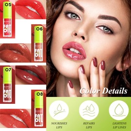 3PCS lip oil Lip Oil Set - Long Lasting Lip Oil Light Lip gloss Set - Glitter Liquid Lip Gloss - Moisturizing Tinted Lip Gloss Lip Plumper Lip Balm - High-Shine【B 3PCS】