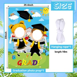 Kavoc Kindergarten Graduation Photo Prop, Extra Large Congrats Photo Booth Props Frame, Fabric, Class of 2024 Preschool Graduation Party Supplies