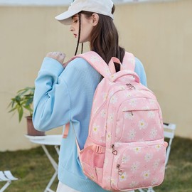 Joyfulife Daisy Prints Backpack and Lunch Bag Set for Girls, Lightweight Elementary Primary Middle School Bag Kids Bookbags Teen Backpack for Girls