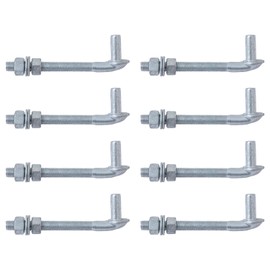 VIVIDA 6" J Bolt Gate Hinge 8 PCS, J Bolt Post Hinge with 5/8" Male Pin, for Chain Link Fence, Galvanized Steel, Nuts & Washers Included