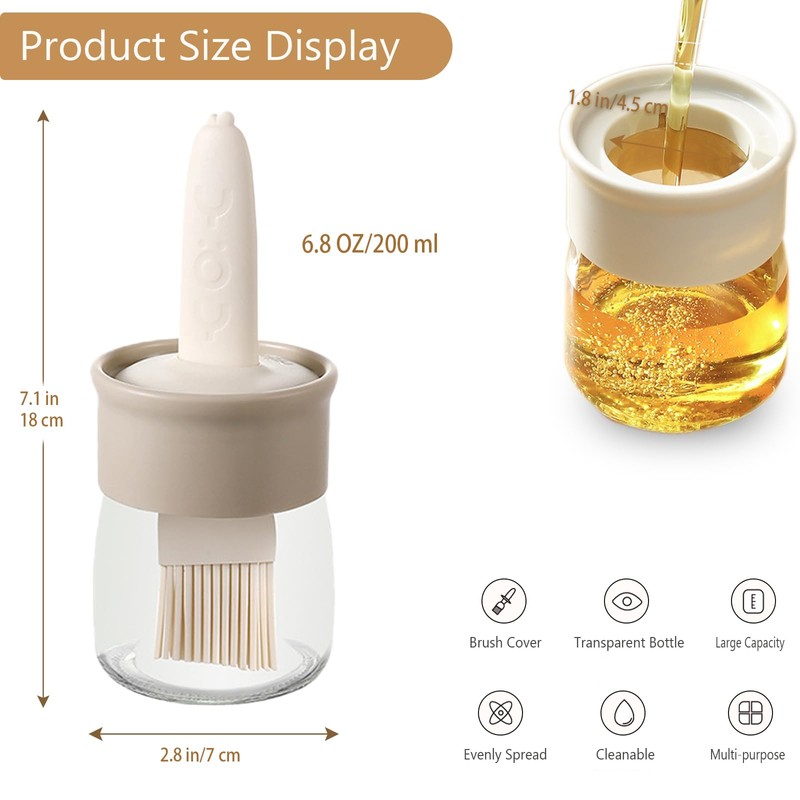 Sauce and Oil Bottle with Silicone Brush for Cooking BBQ