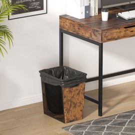 Piskyet Rustic Office Trash Can for Near Desk,7 Gallon Unique Wood Bedroom Garbage Can,Vintage Wastebasket with Handle, Decorative Trash Can for Home Office,2pack 12.2"L x 9.6"W x 14.9"H,Rustic Brown