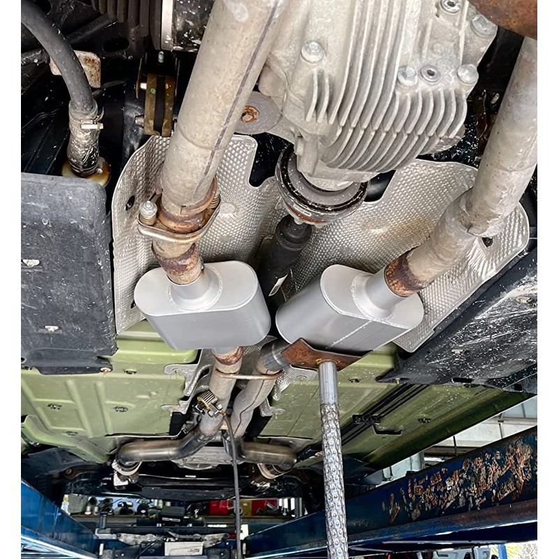 Floshine Universal Muffler,Single Chamber 2.5 inch inlet/2.5 inch outlet,Performance Automotive