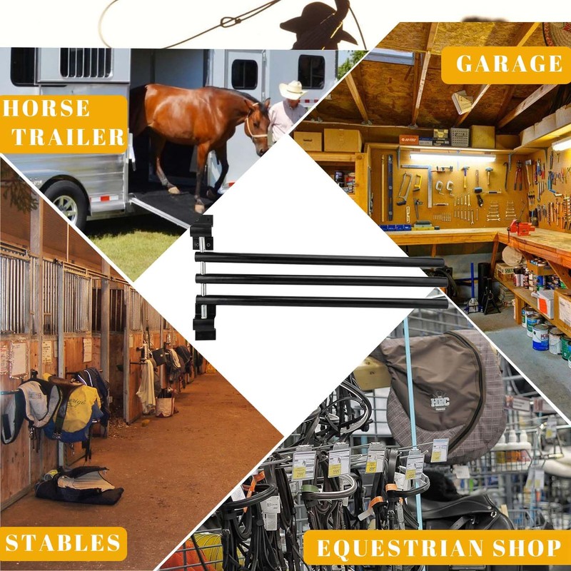 HDYEGY 2 Pack Saddle Pad Rack with 3 Bar,Wall Mounted