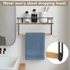 SDZOREN Hand Towel Holder with Wooden Shelf – Wall-Mounted Bathroom