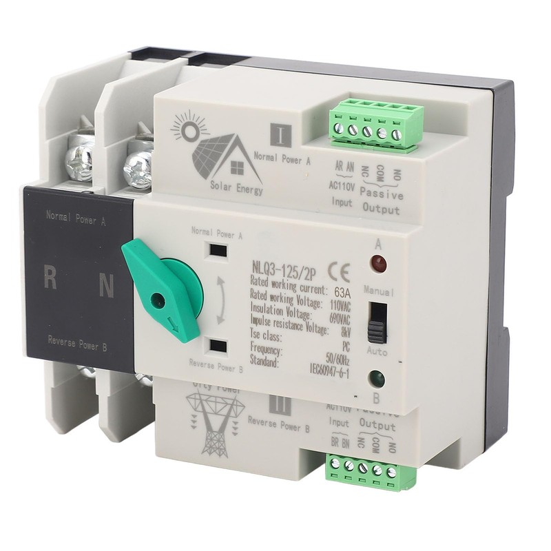 Power Automatic Transfer Switch 2P 110V 63A Mini ATS Generator