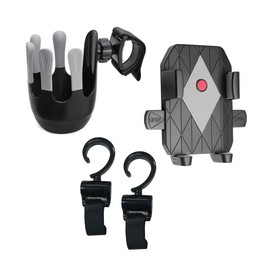 Mother's Choice Stroller Essential Kit-Organizer Pack - Secure Cup Holder, Universal Phone Mount, 360° Rotating Hooks - Easy Installation, Fits Most Strollers