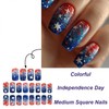 Independence Day Press on Nails Medium Square Fake Nails Blue