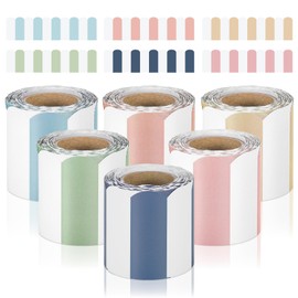 JIANTA 240Ft Boho Bulletin Board Borders, 6 Rolls Colorful Classroom Stripes Rolled Border Trim Boho Scalloped Borders Stickers for Bulletin Board, Classroom Decoration