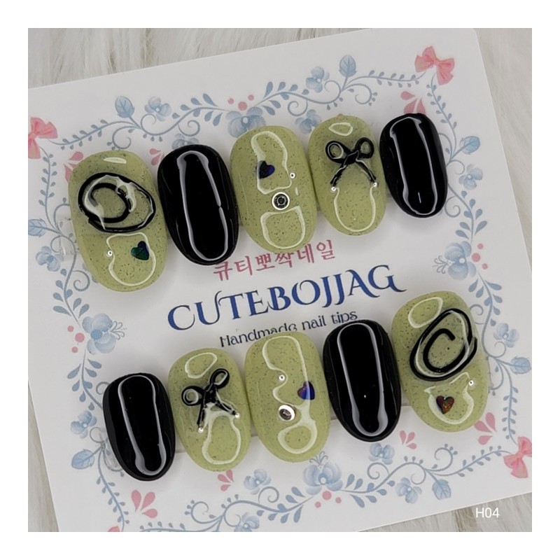 Olive Wire Art Handmade Nail Tips - Oval M /