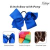 Large 8 Inch Grosgrain Ribbon Hair Bow with Ponytail (Royal