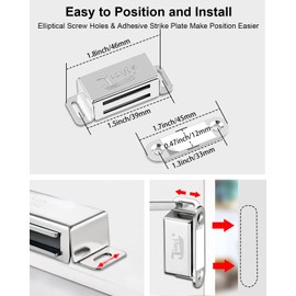 Jiayi Magnetic Door Catch for Cupboard, 4 Pack Door Magnets Stainless Steel Drawer Magnet Small Cabinet Door Magnetic Catches Latches for Kitchen Wardrobe Magnets Door Closers Cabinet Magnet Closure