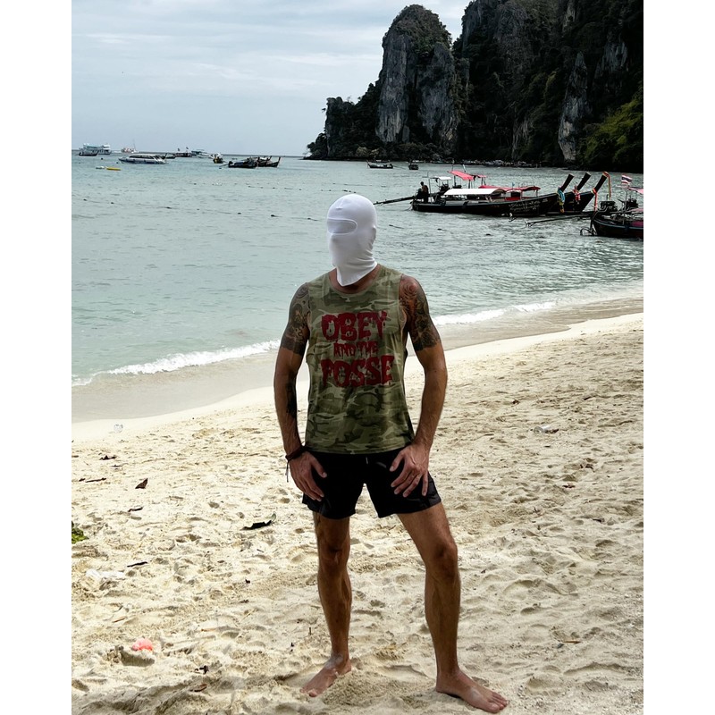 Balaclava in White with Mesh in Front of Eyes for