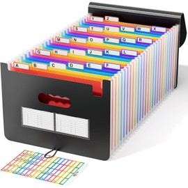 Administrador de Archivos,25 Carpetas Ampliables,Organizador de Documentos,Etiquetas Coloridas,Tamaño A4,Adecuado para la Escuela,el Hogar y la Oficina,Elementos Esenciales para el Aula